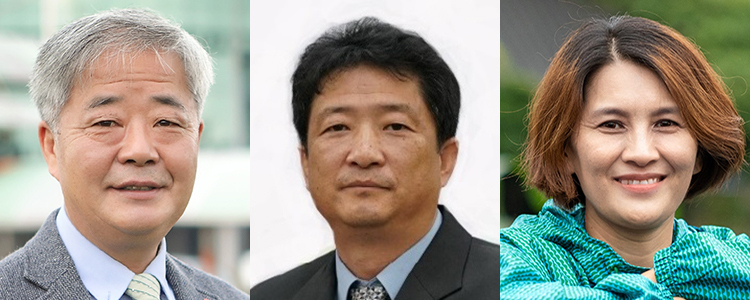 왼쪽부터 故 송시태 지질학박사, 김대신 연구관, 김호선 생태교육강사