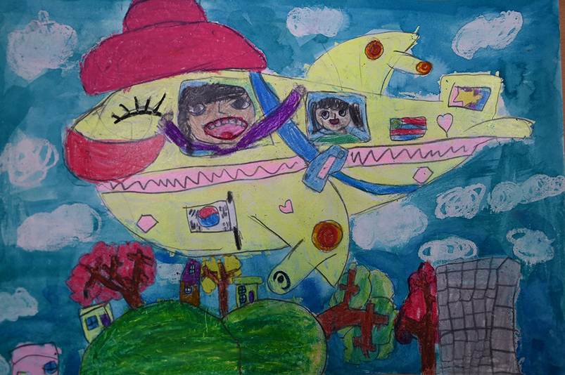 '공항소음지역 어린이 그림 그리기 대회'에서 백록초 병설유치원 김리우 어린이가 유치부 대상에 선정됐다.