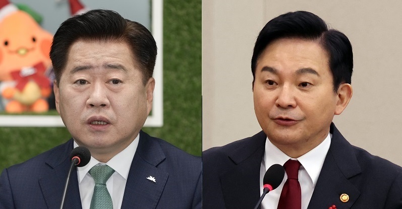 오영훈 제주지사(좌)와 원희룡 국토교통부 장관. 