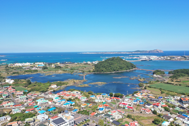 제주 오조리 갯벌 전경. 