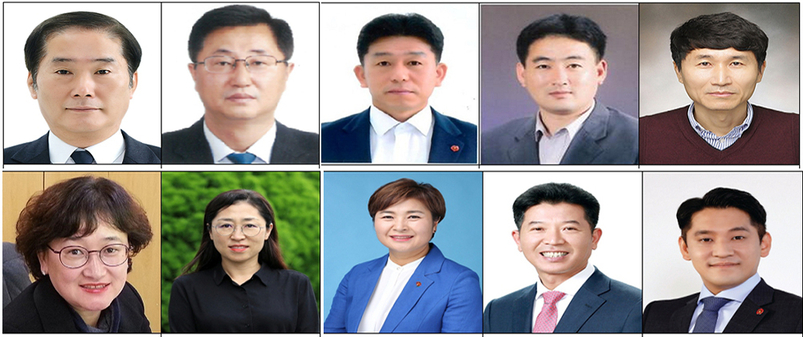 상단 왼쪽부터 존경받는 도 간부공무원 허문정, 강재섭, 김상범, 김현수, 윤성현. 하단 왼쪽부터 존경받는 제주시 간부공무원 문부자, 홍은영, 의정활동 우수 도의원 강성의, 송영훈, 한권 