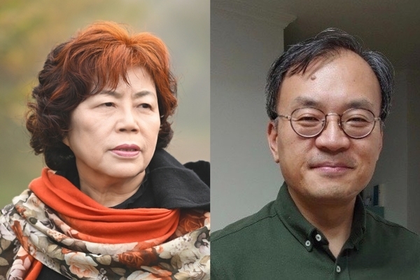 시 부분 당선자 김은순(왼쪽)씨와 논픽션 당선자 하상복씨
