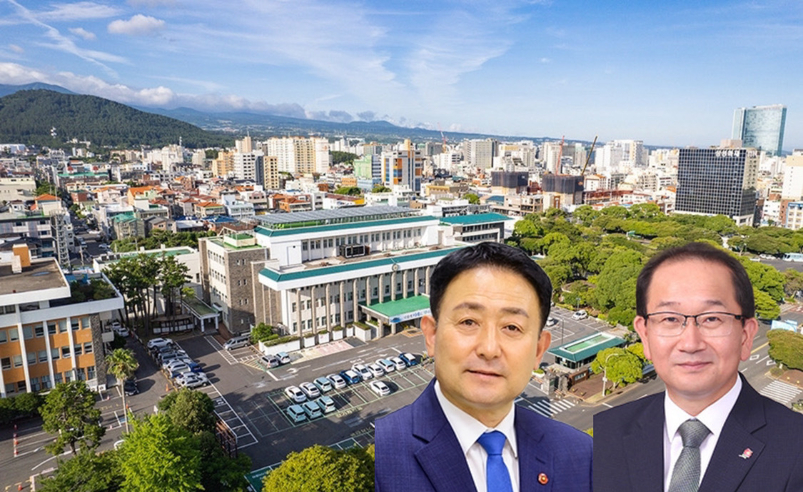 왼쪽부터 이종우 서귀포시장, 강병삼 제주시장