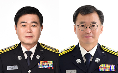 왼쪽부터 임영근 제주서부소방서장, 고정배 제주소방안전본부 예방대응과장