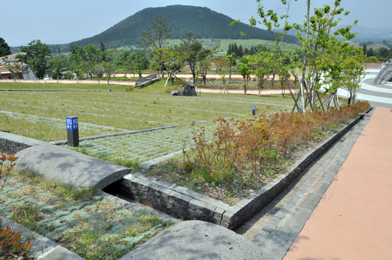 묘역과 연결된 주배수로. 주배수로는 1개 밖에 없다.