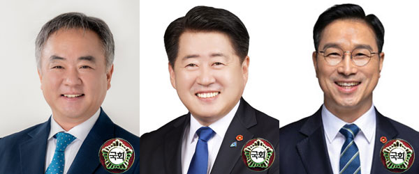왼쪽부터 제주시갑 송재호 당선인, 제주시을 오영훈 당선인, 서귀포시 위성곤 당선인
